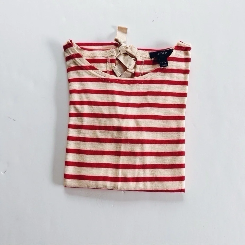J.Crew Women’s Red Stripe Back Bows Long Sleeve Tee Top XXS - Picture 5 of 7
